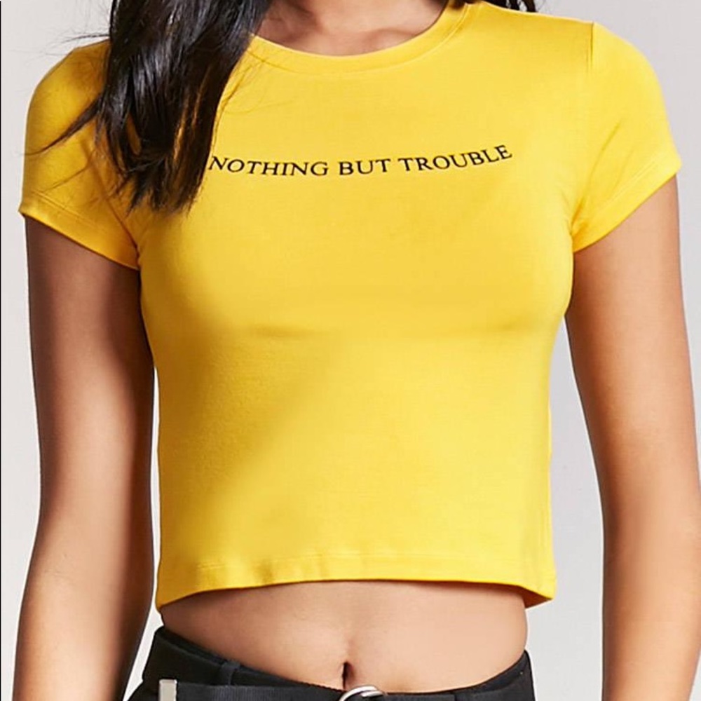 Cute graphic yellow crop top